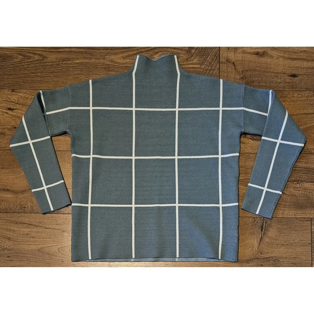 Cynthia Rowley Sweater Women's Medium‎ Windowpane Plaid Mock Neck